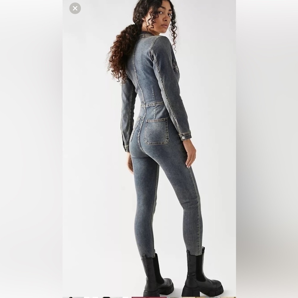 Free People Lennox Denim Skinny Utility Jumpsuit size Size NWT
